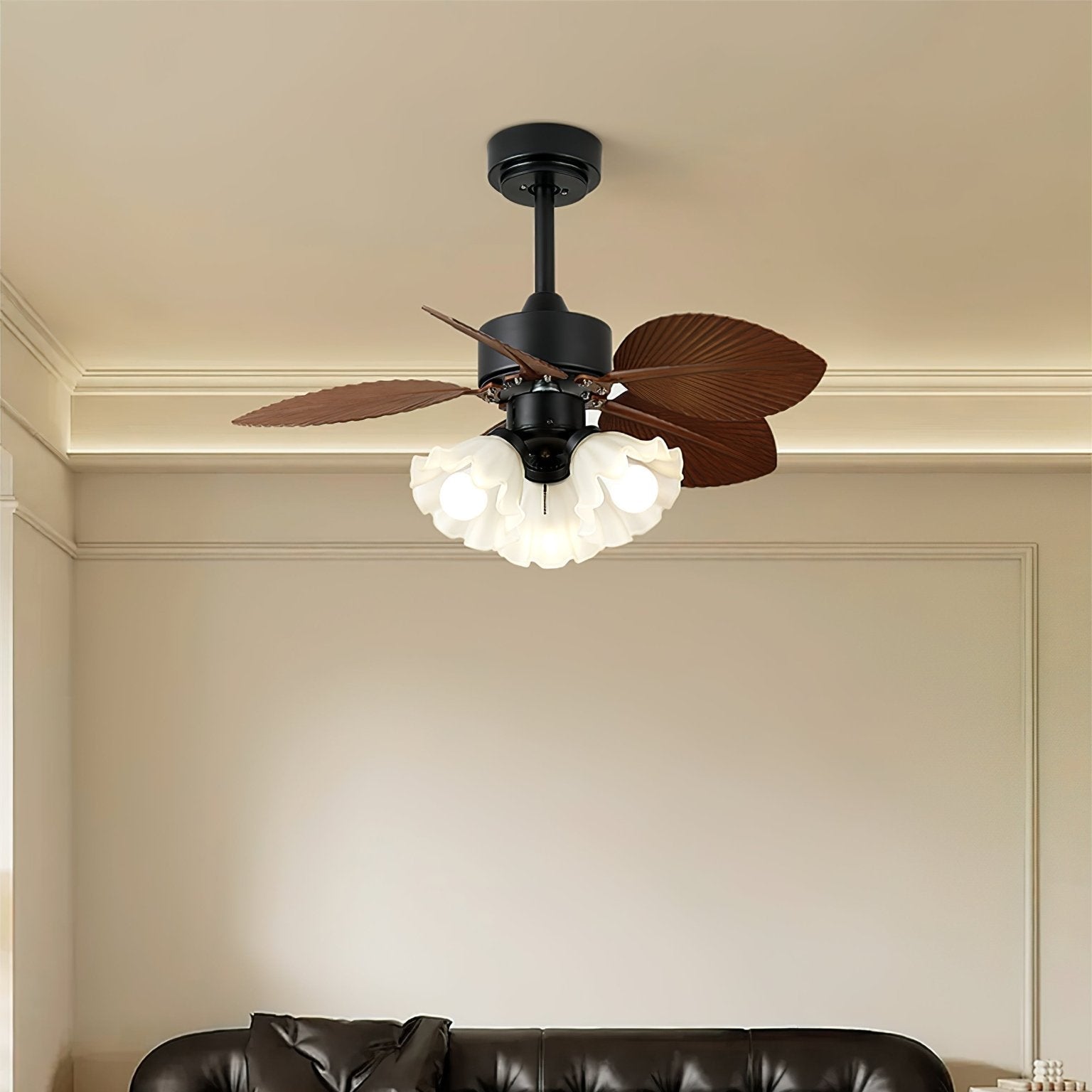 Rosalyn Vintage Wood Ceiling Fan Light