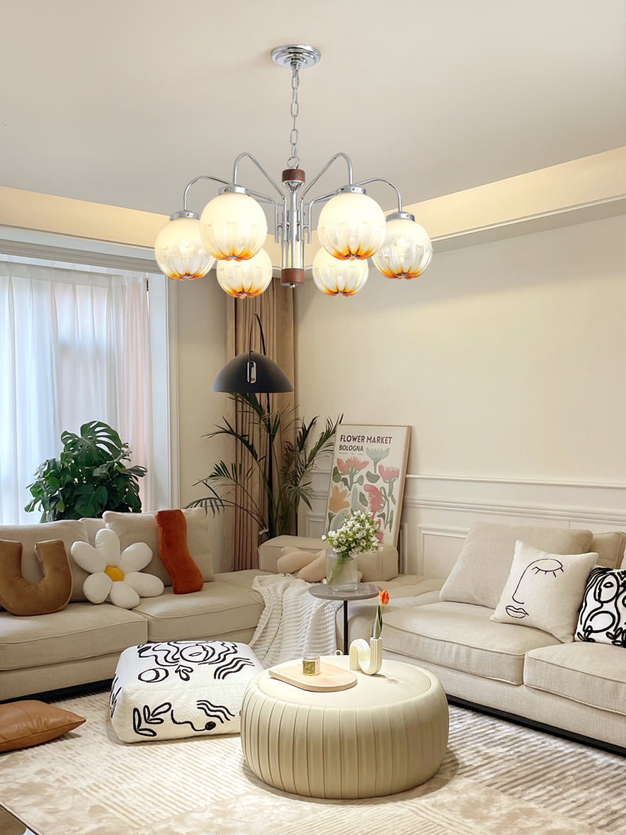 Ulliria Nordic Art Flower Walnut Glass Chandelier
