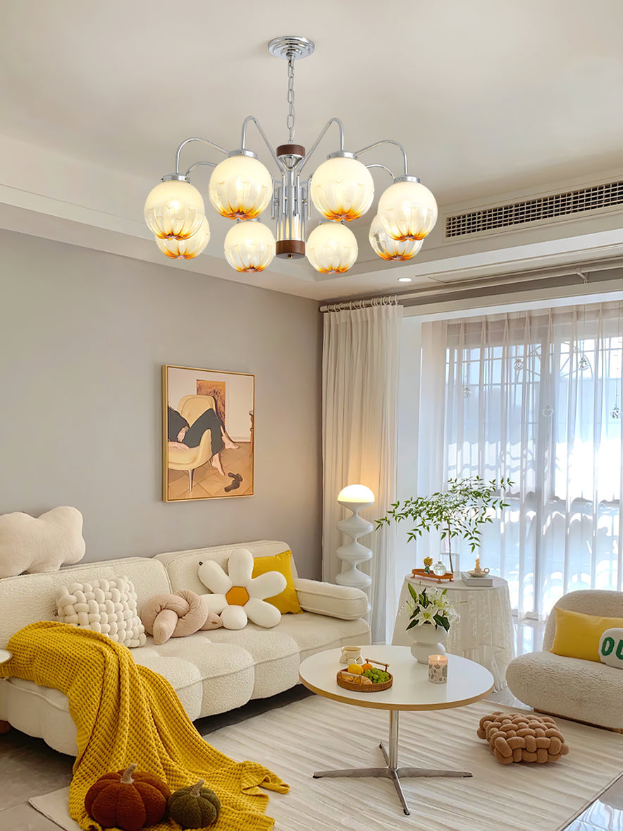 Ulliria Nordic Art Flower Walnut Glass Chandelier