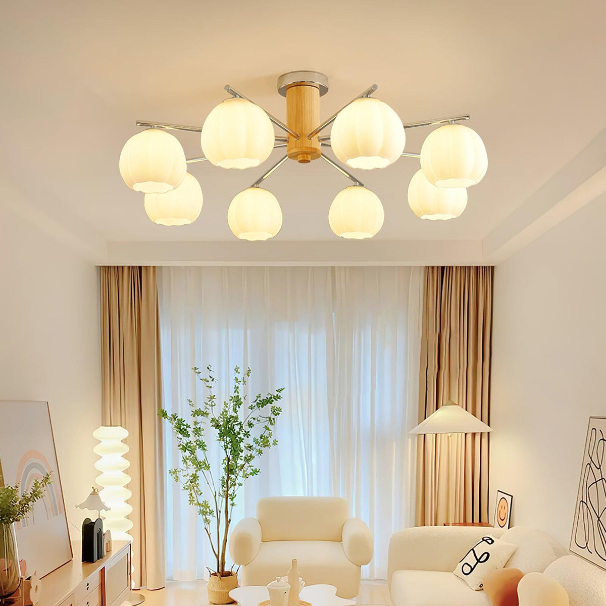 Ezoror Nordic Art Flower Buds Glass Ceiling Lamp