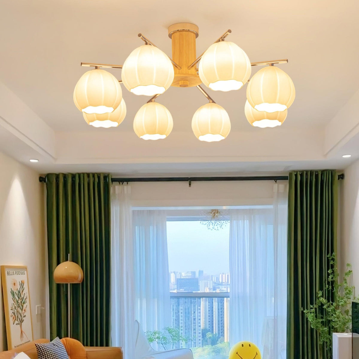Ezoror Nordic Art Flower Buds Glass Ceiling Lamp