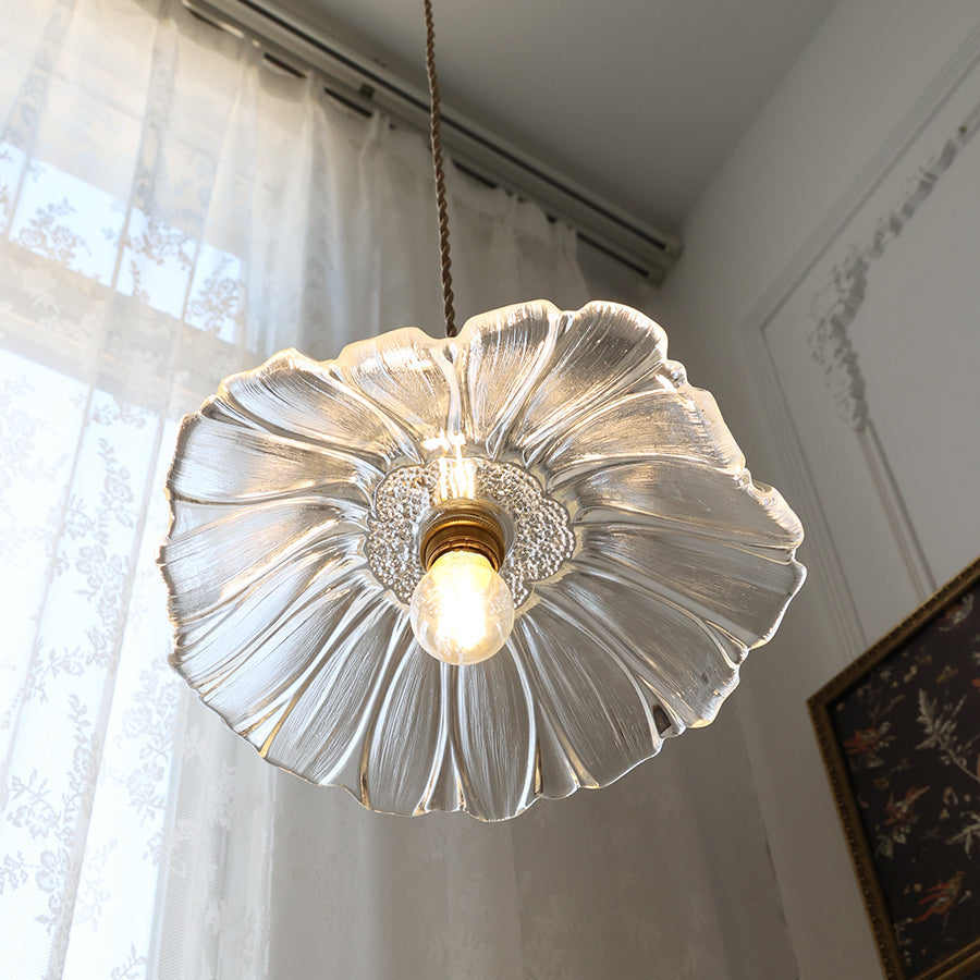 Aria Flower Glass Hanging Pendant Light Hardwire / Plug