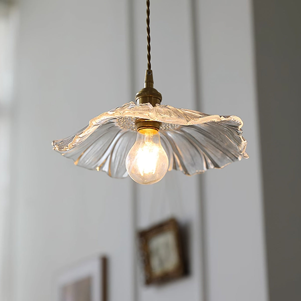 Aria Flower Glass Hanging Pendant Light Hardwire / Plug