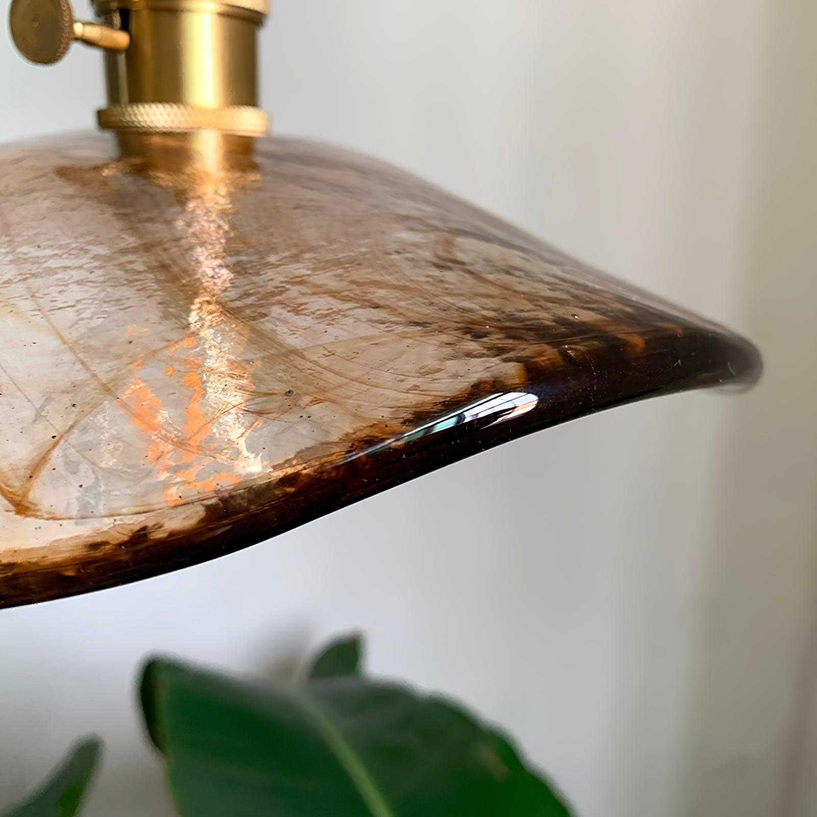 Hildes Art Flower Petal Swag Brass Glass Pendant Light
