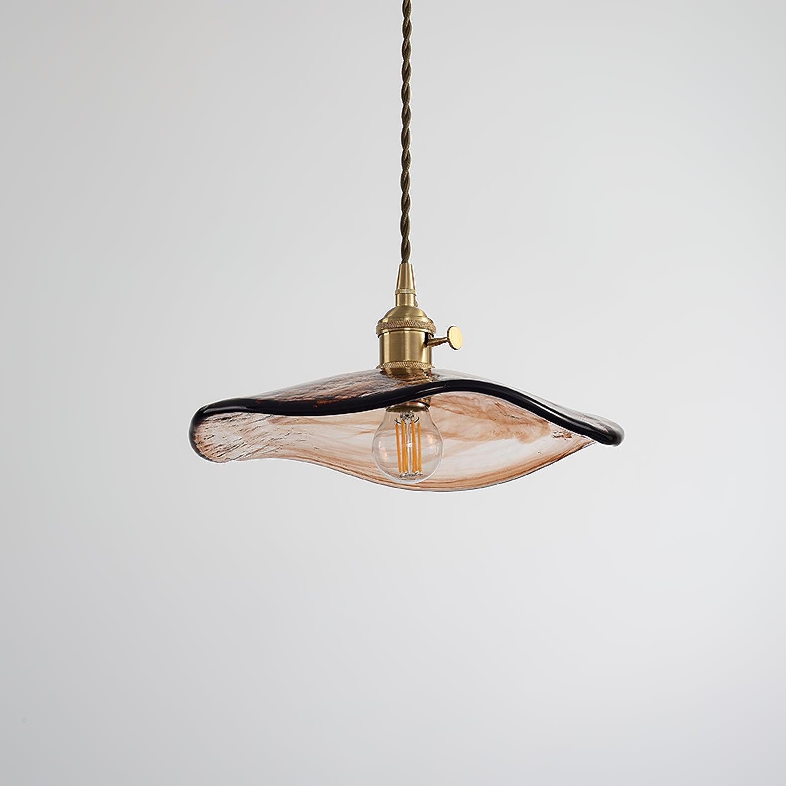Hildes Art Flower Petal Swag Brass Glass Pendant Light