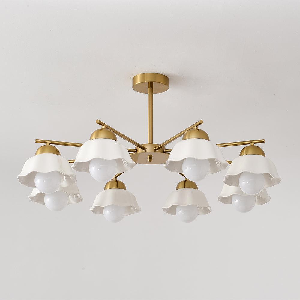 Zasila Nordic Art Flower Shade Ceramics Chandelier