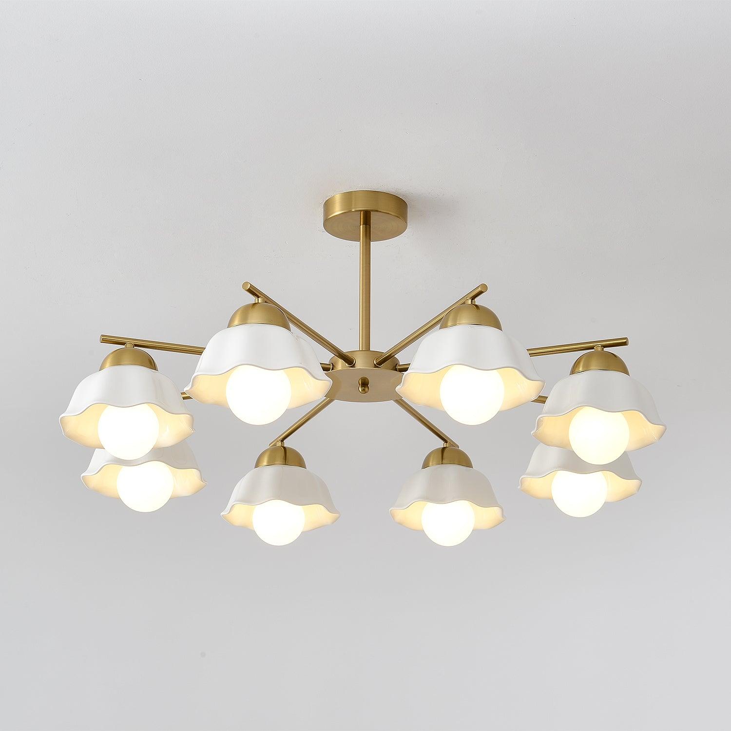 Zasila Nordic Art Flower Shade Ceramics Chandelier