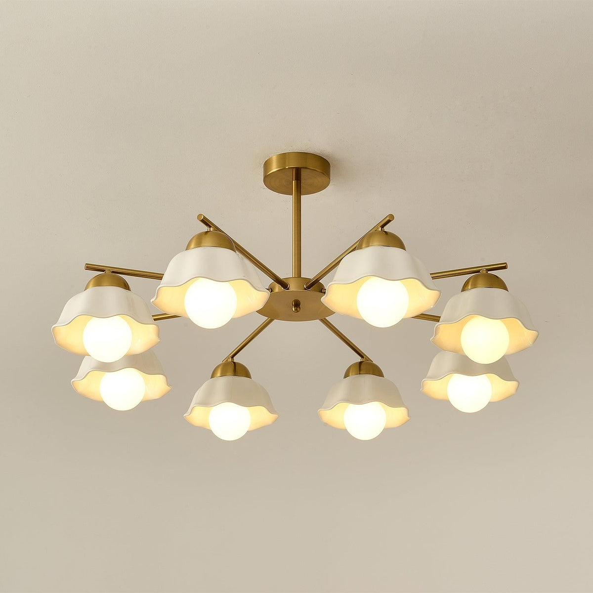 Zasila Nordic Art Flower Shade Ceramics Chandelier