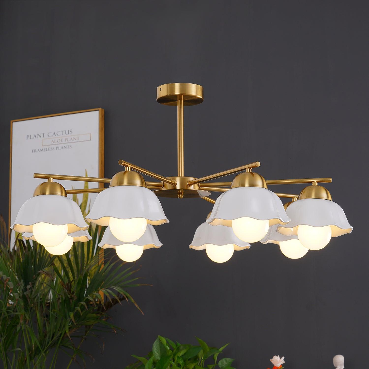 Zasila Nordic Art Flower Shade Ceramics Chandelier