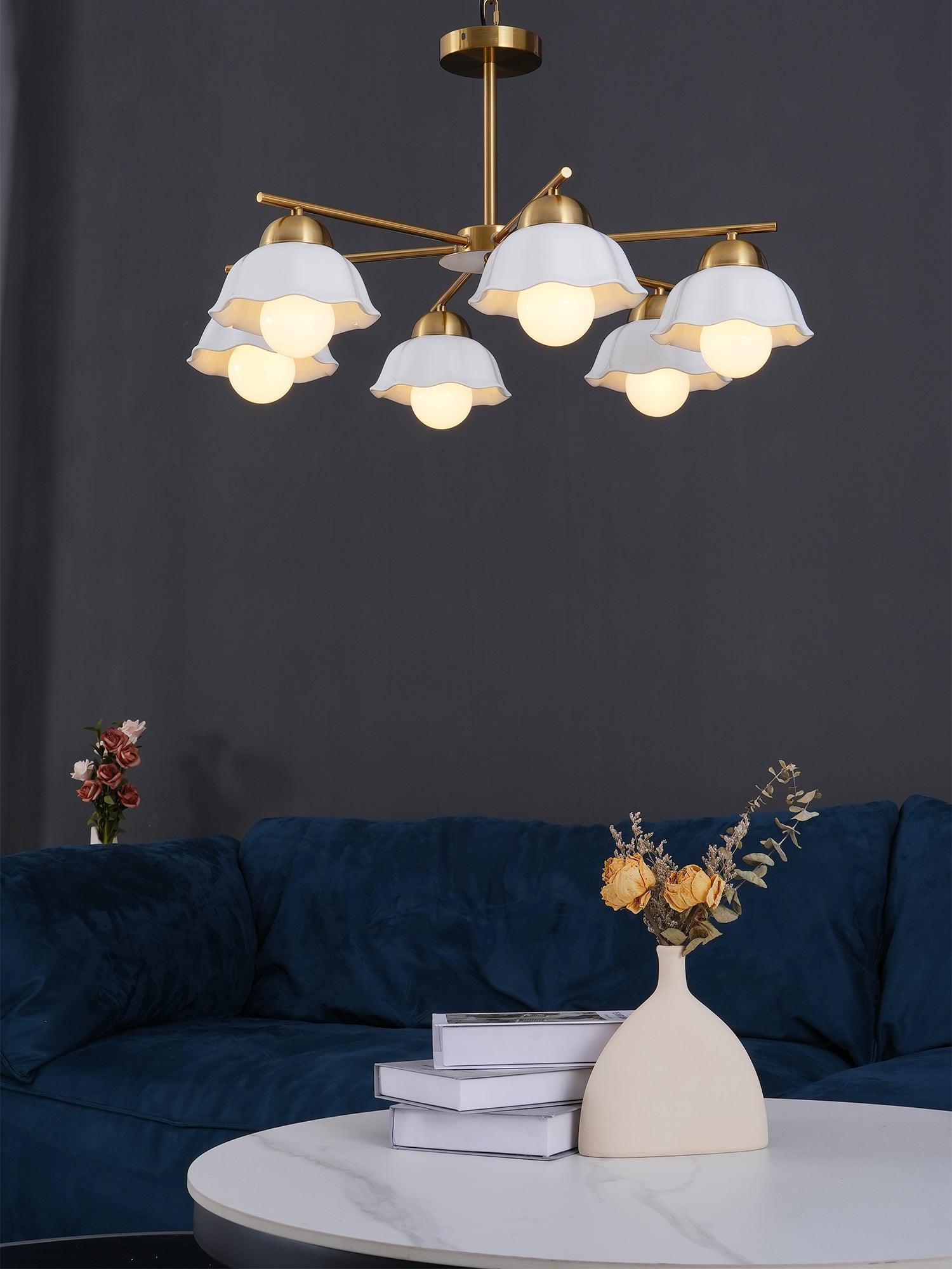 Zasila Nordic Art Flower Shade Ceramics Chandelier