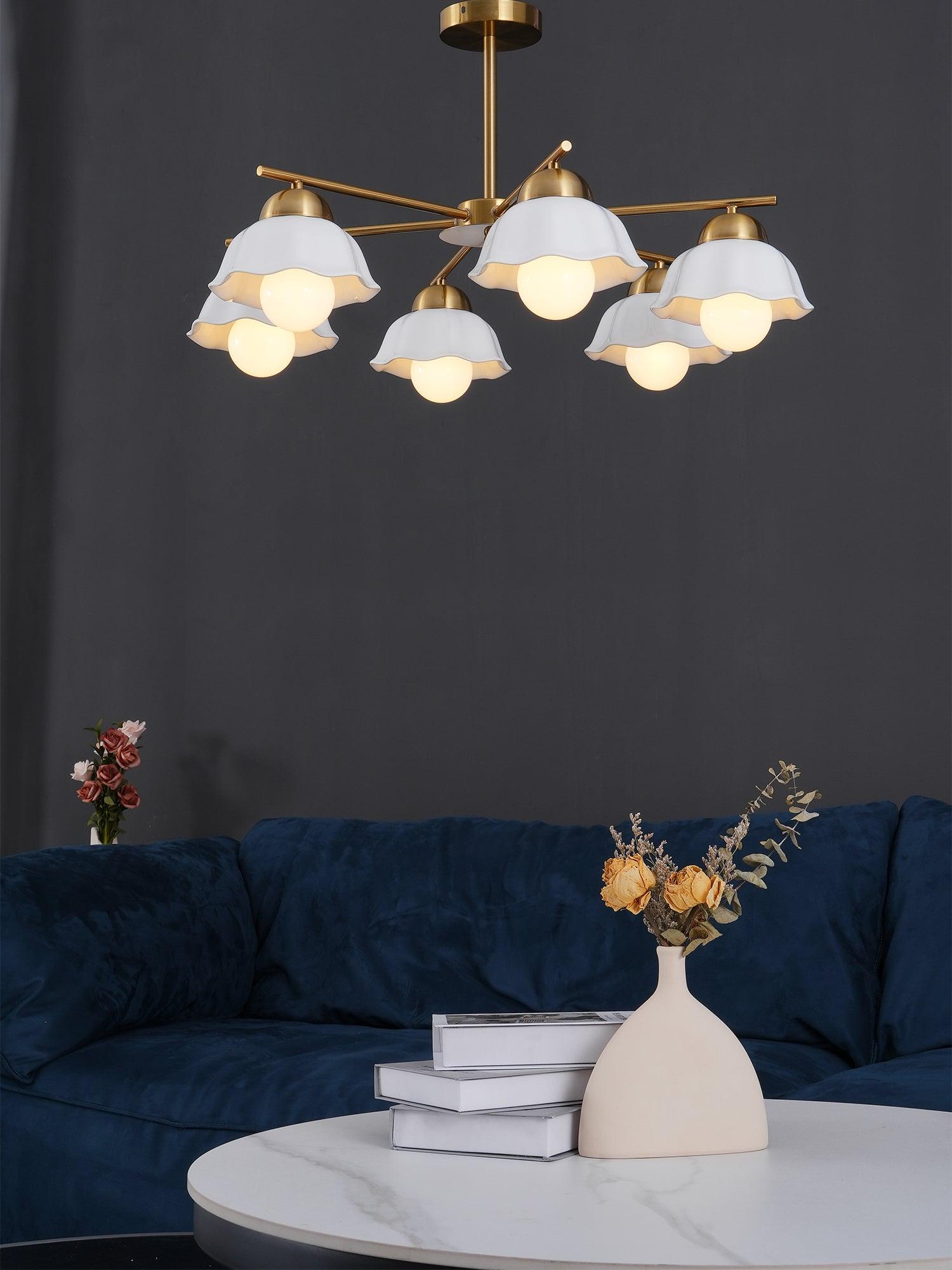 Zasila Nordic Art Flower Shade Ceramics Chandelier