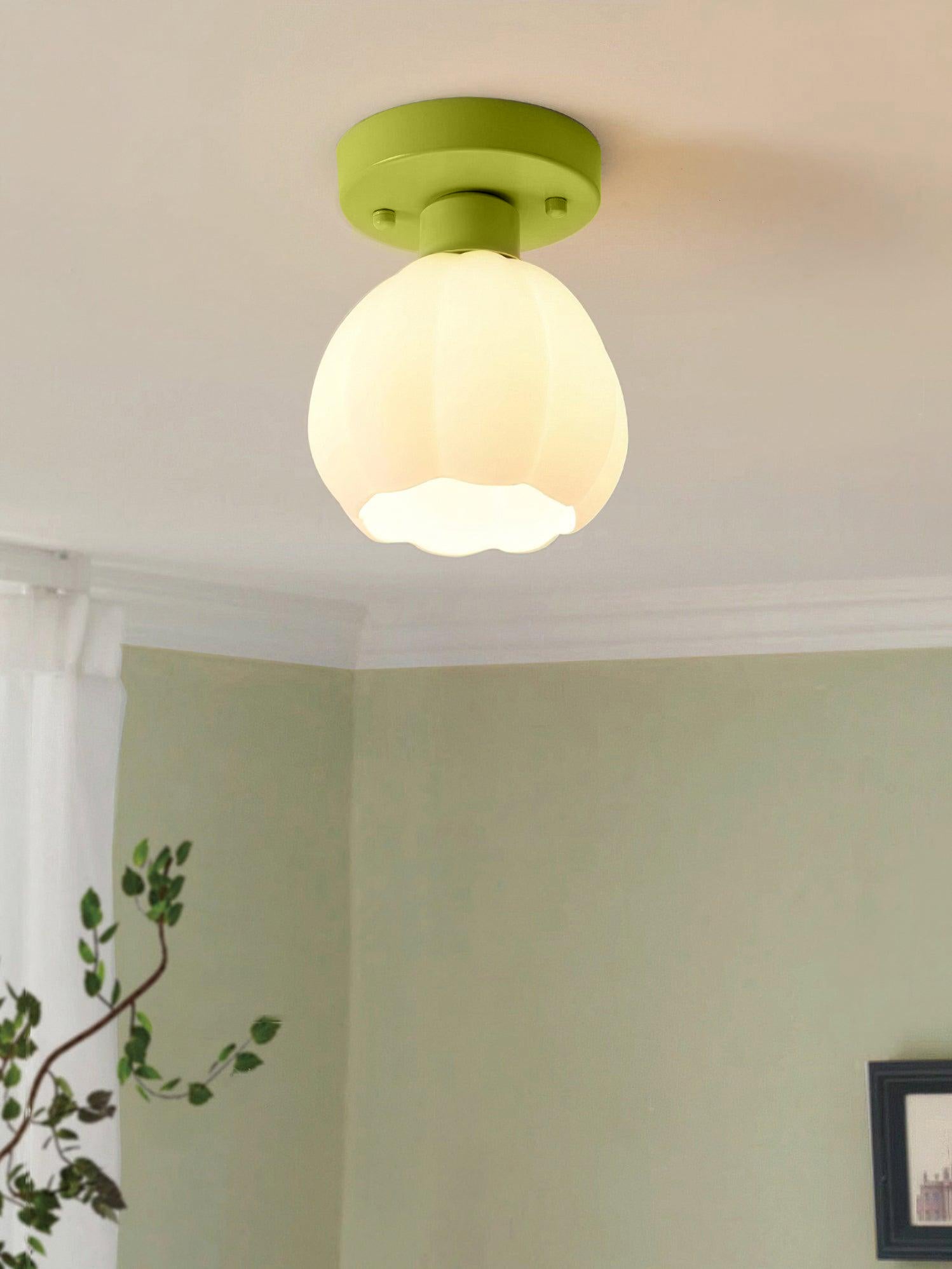 Zevinora Flower Shaded Glass Semi Flushmount Light