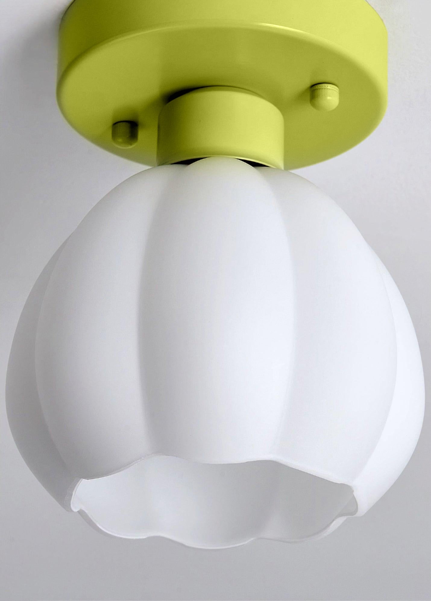 Zevinora Flower Shaded Glass Semi Flushmount Light