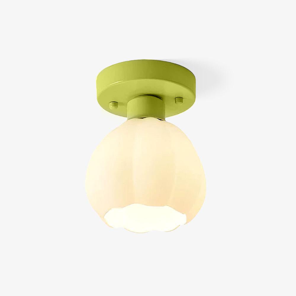 Zevinora Flower Shaded Glass Semi Flushmount Light