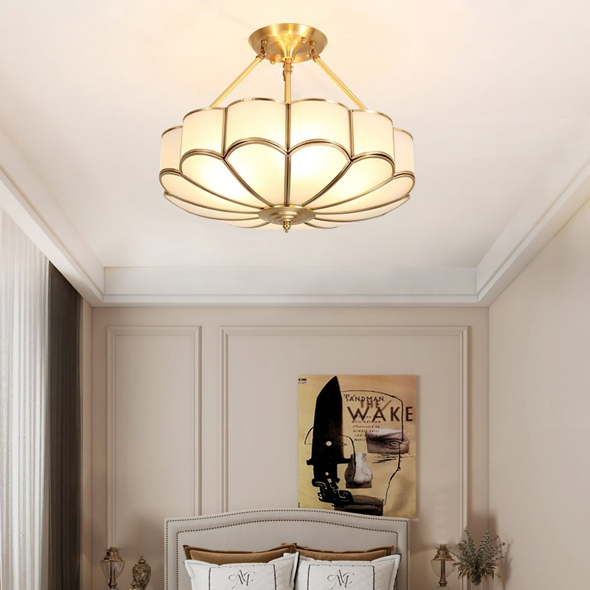 Levenor Ceiling Light Frosted Glass Petal Brass Art