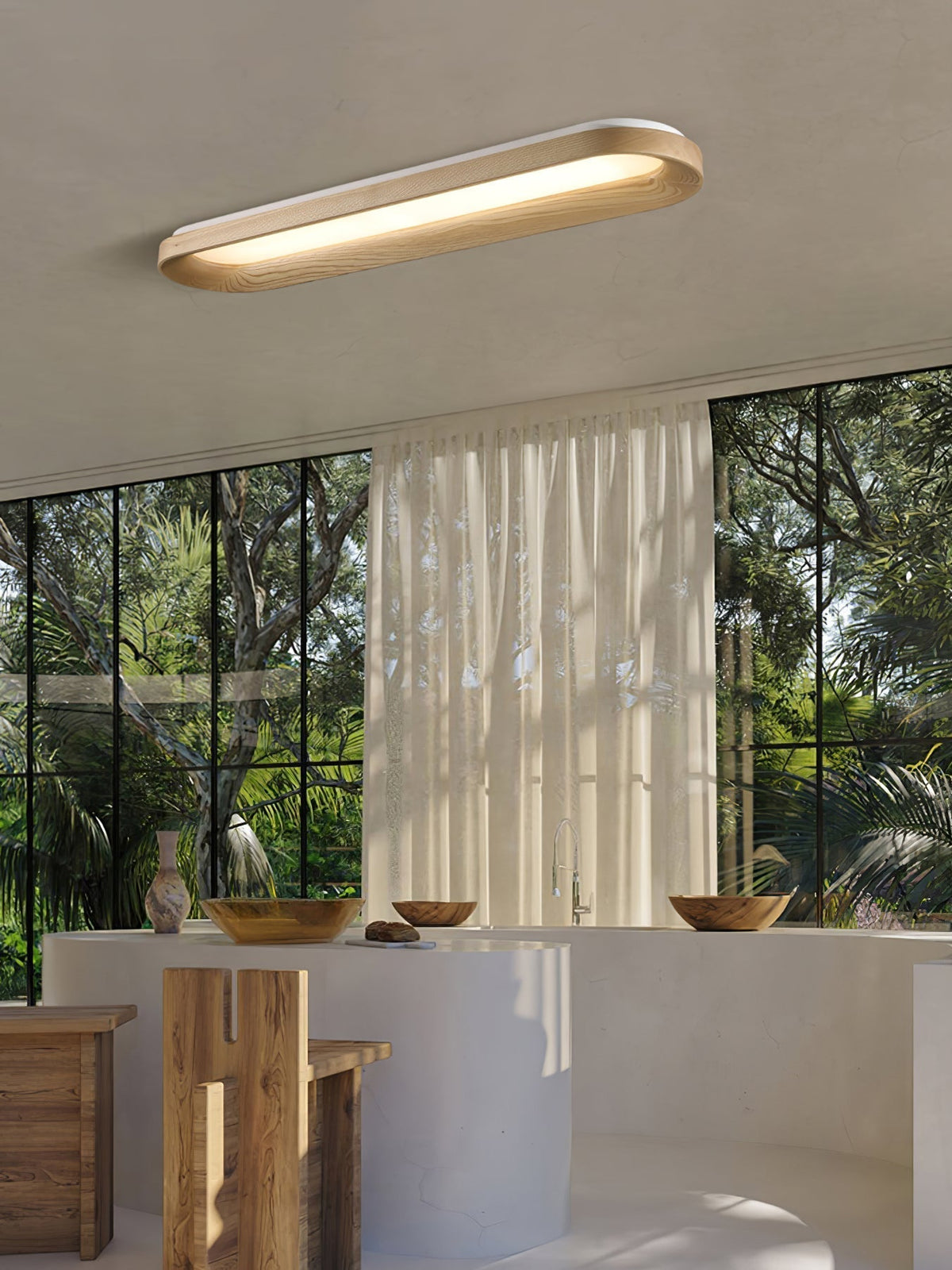 Zatalel Modern Minimalist Flowing Cloud Wood Ceiling Lamp