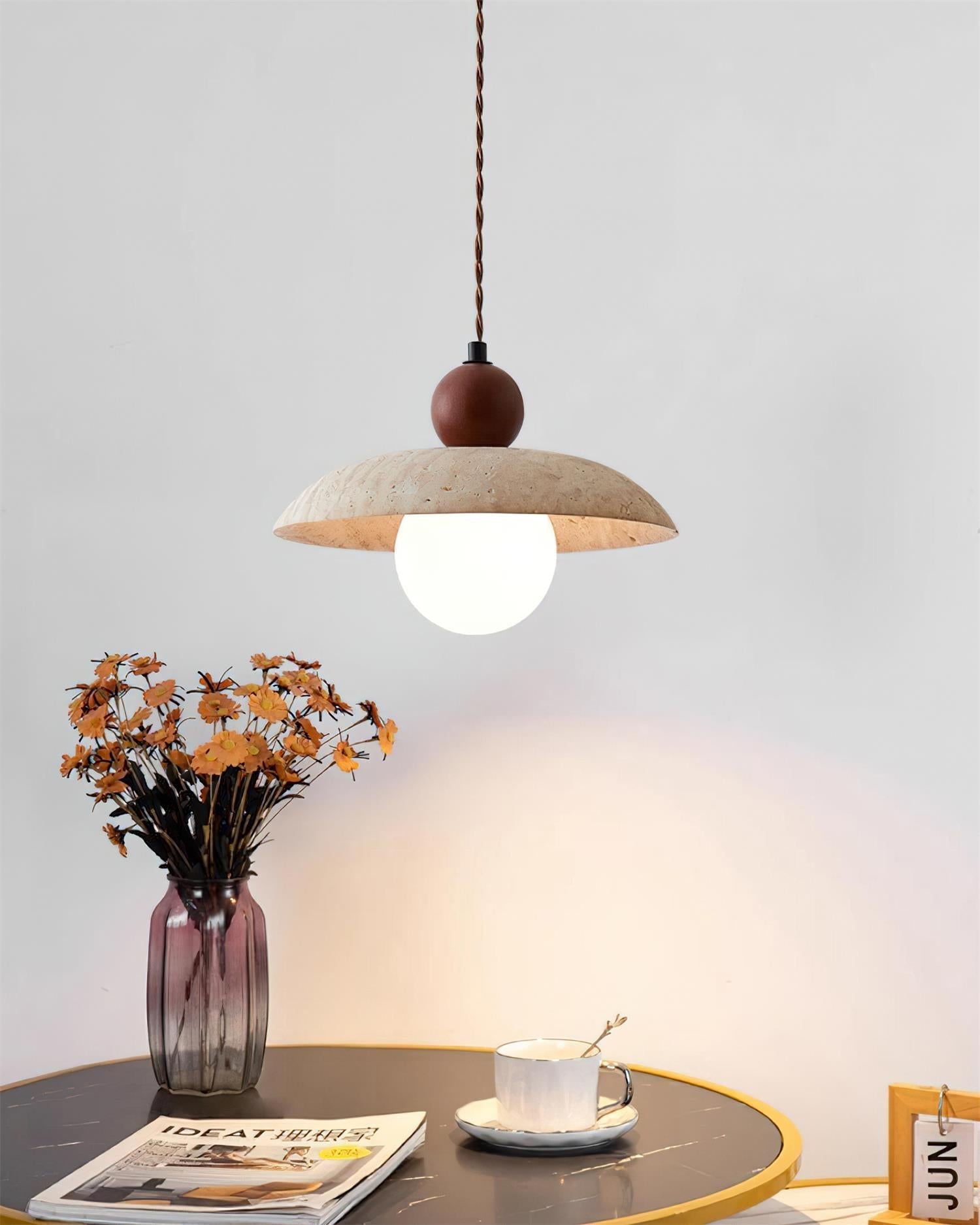 Jojo Pendant Lamp Dome Travertine - Neutral Decor
