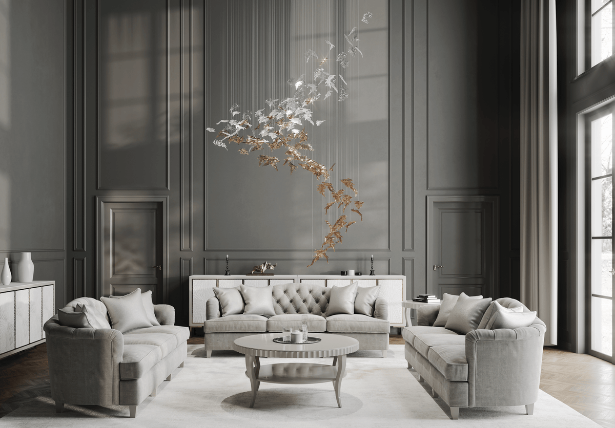 Cosolion Bird Amber Clear Glass Chandelier