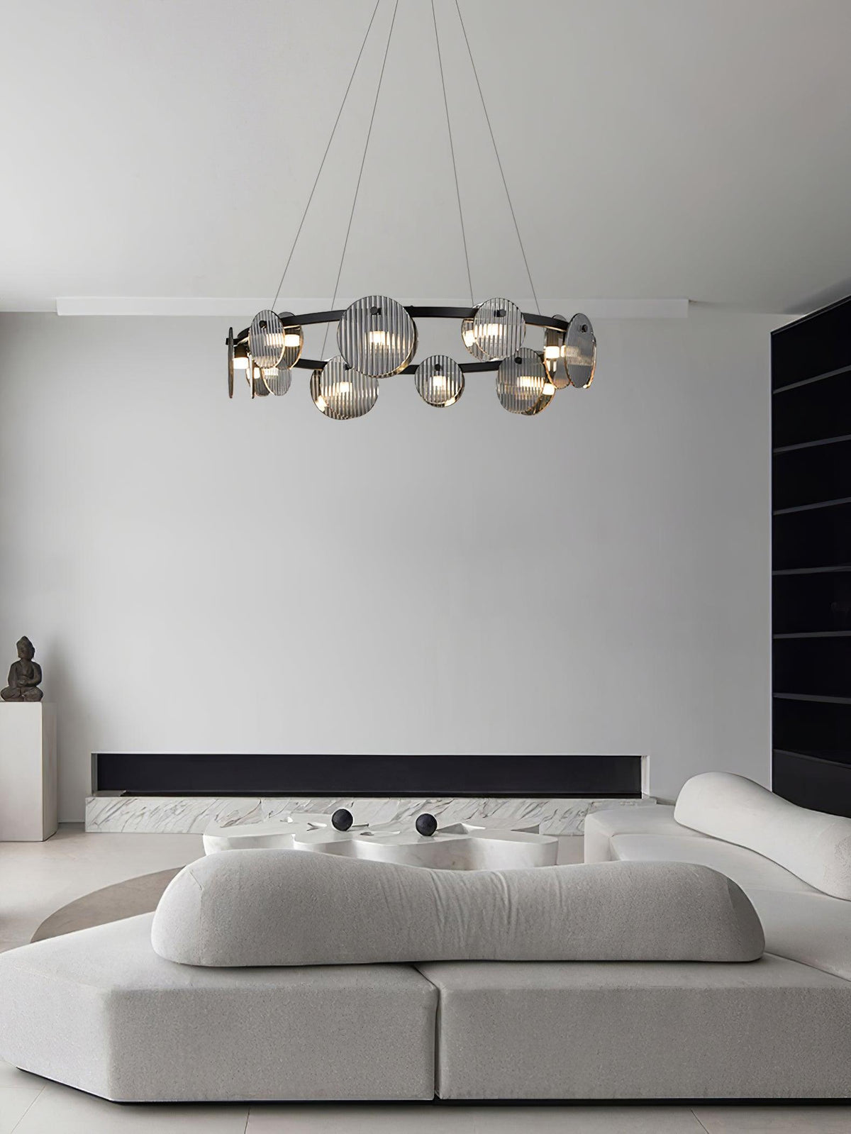 Eovin Chandelier Smoked Glass and Black Metal