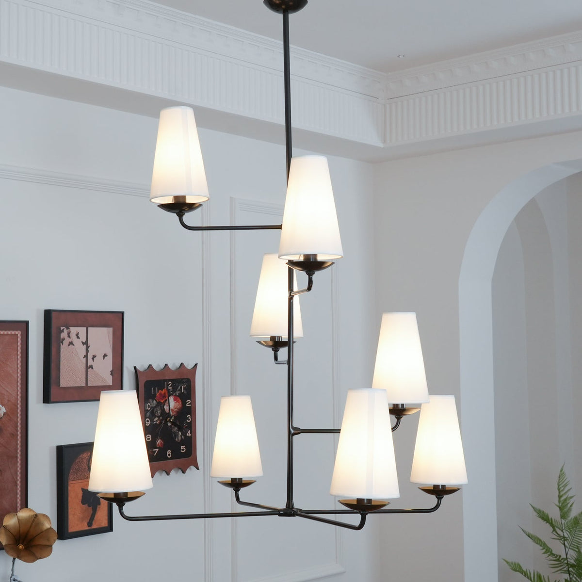 Caseneon Chandelier Vertical Copper Linen