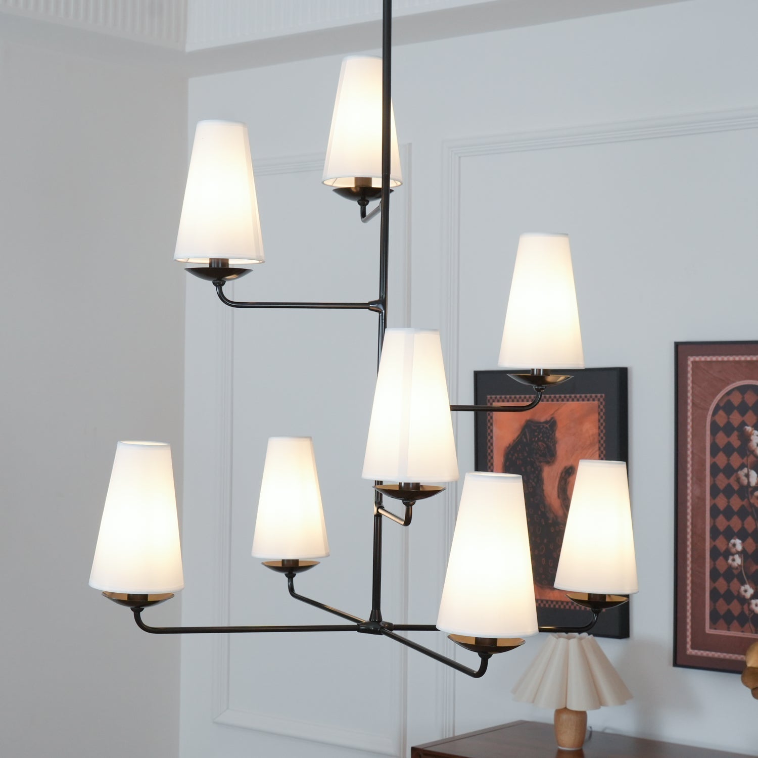 Caseneon Chandelier Vertical Copper Linen