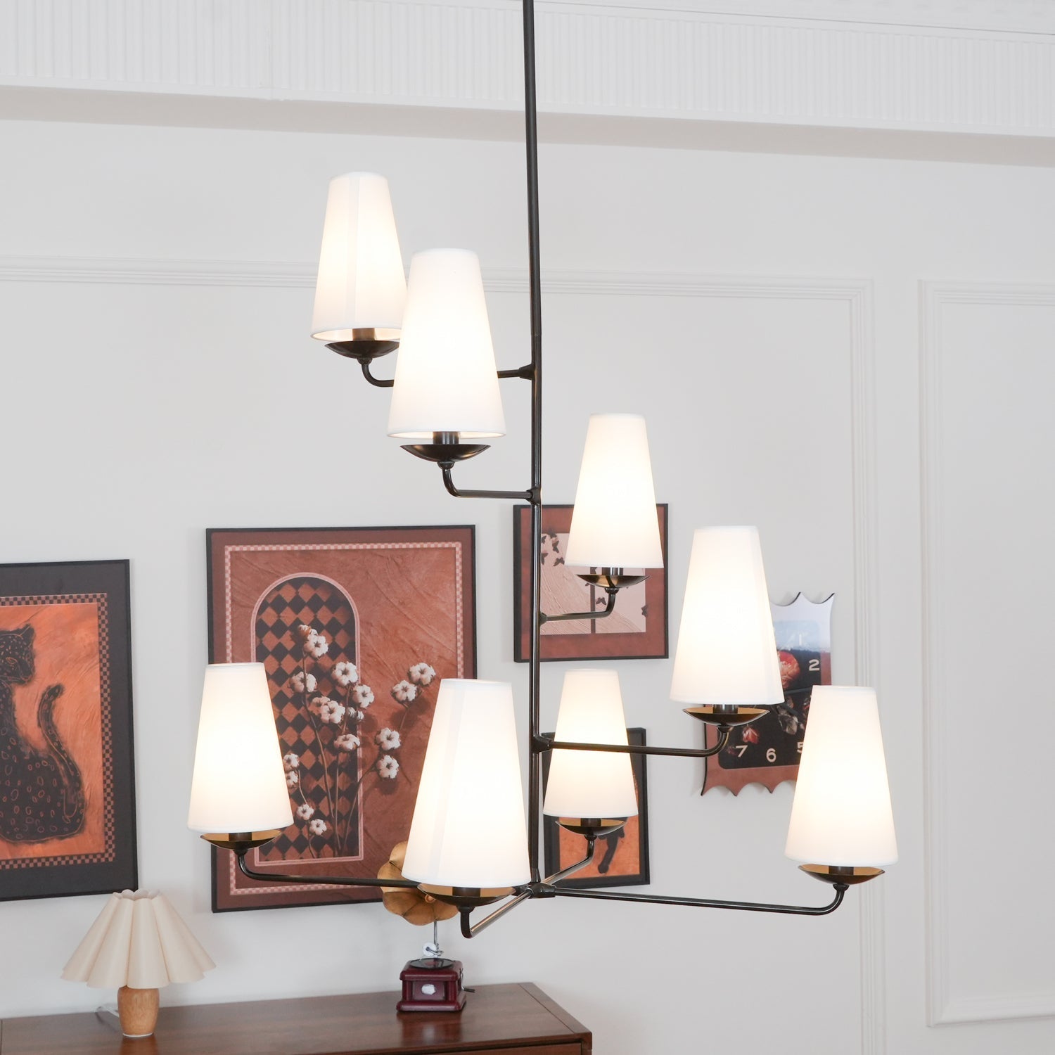 Caseneon Chandelier Vertical Copper Linen