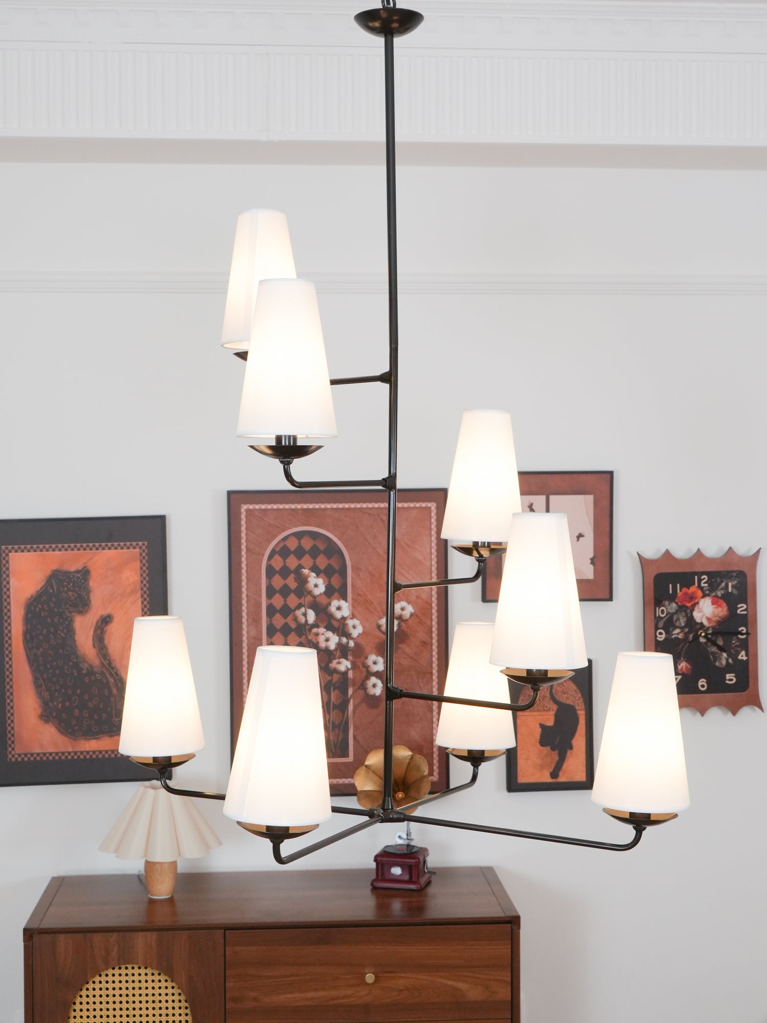 Caseneon Chandelier Vertical Copper Linen