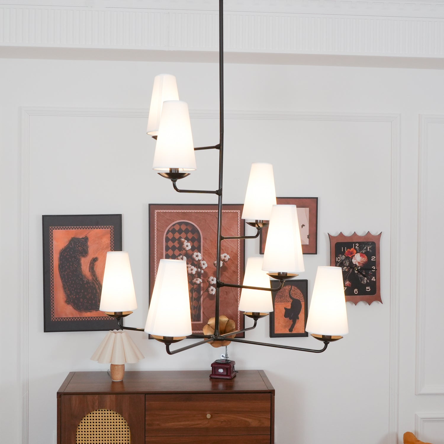 Caseneon Chandelier Vertical Copper Linen