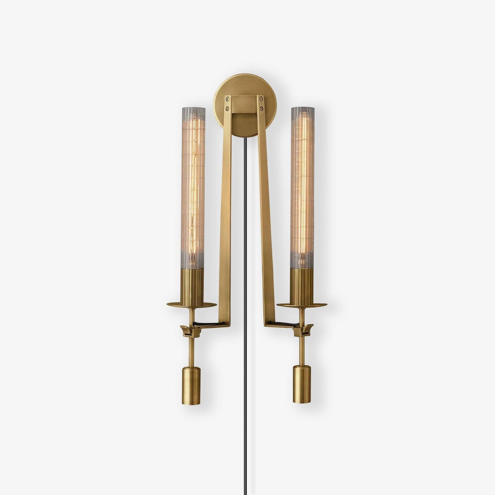 Ceshaisra French Classicism Plug-in Brass Glass Wall Lamp - Neutral Decor