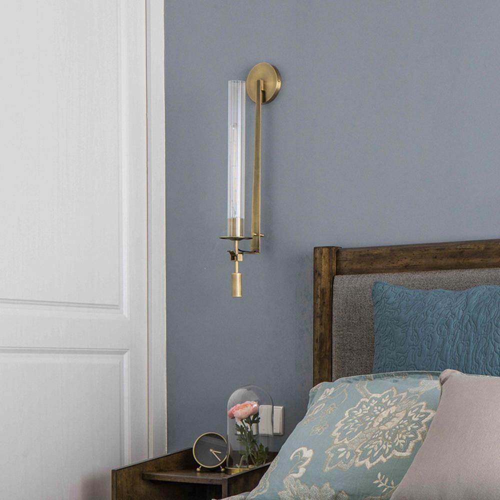 Ceshaisra French Classicism Plug-in Brass Glass Wall Lamp - Neutral Decor