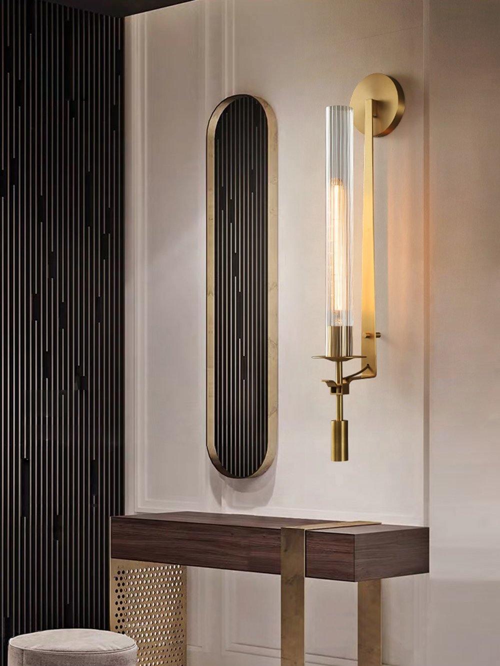 Ceshaisra French Classicism Plug-in Brass Glass Wall Lamp - Neutral Decor