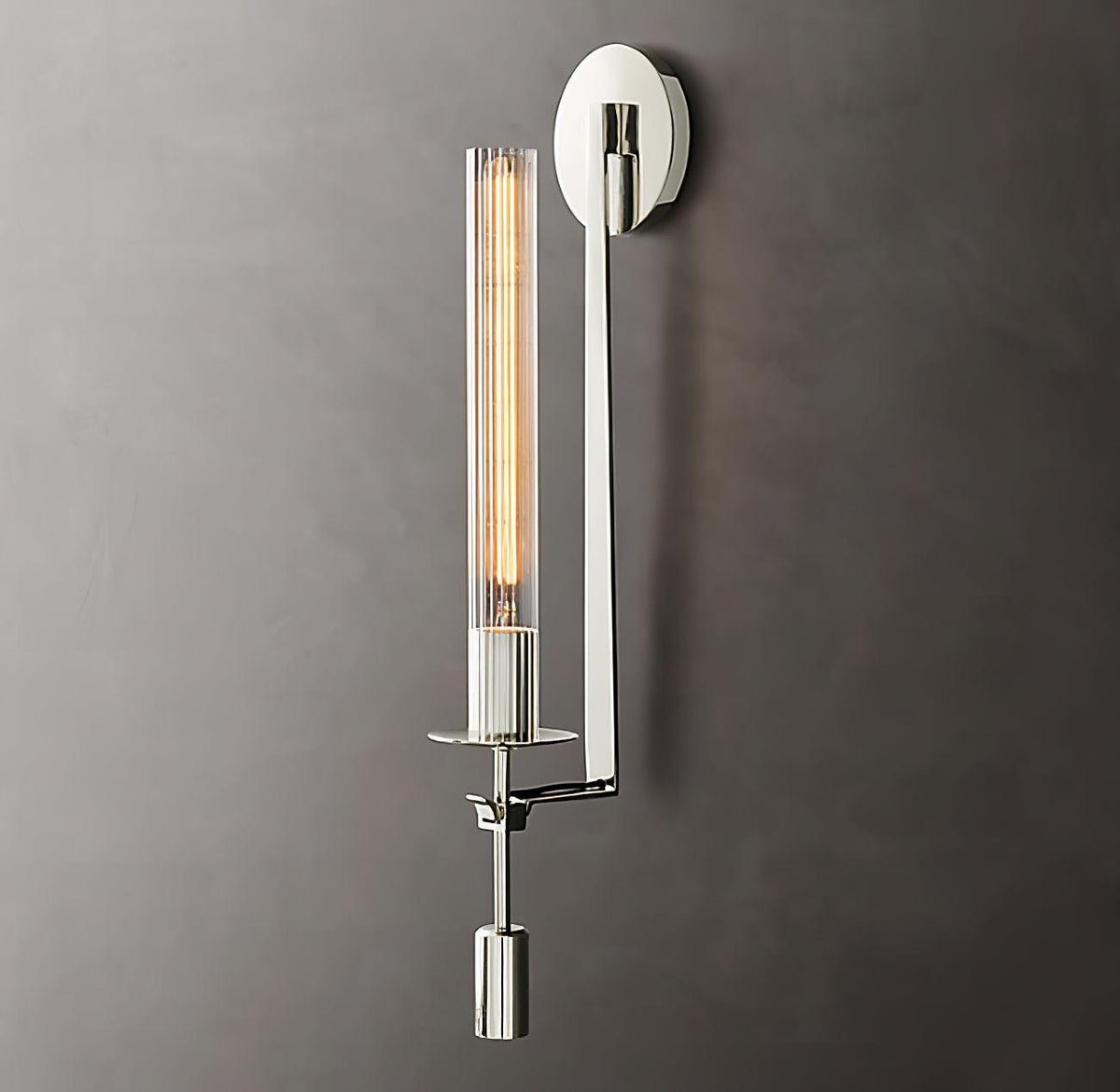 Veloora Wall Lamp Brass Minimalist Ribbed Glass