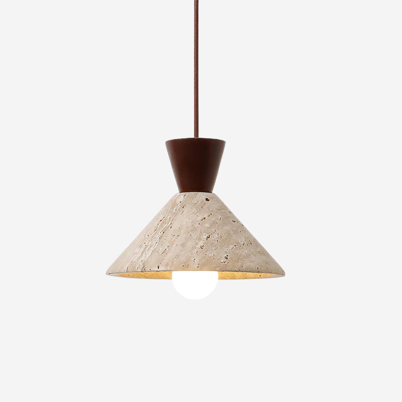 Ritta Travertine Pendant Lamp Hat Shape - Neutral Decor