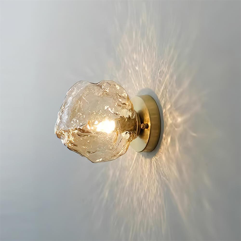 Gavli Textured Amber Glass Wall Lamp - Neutral Decor