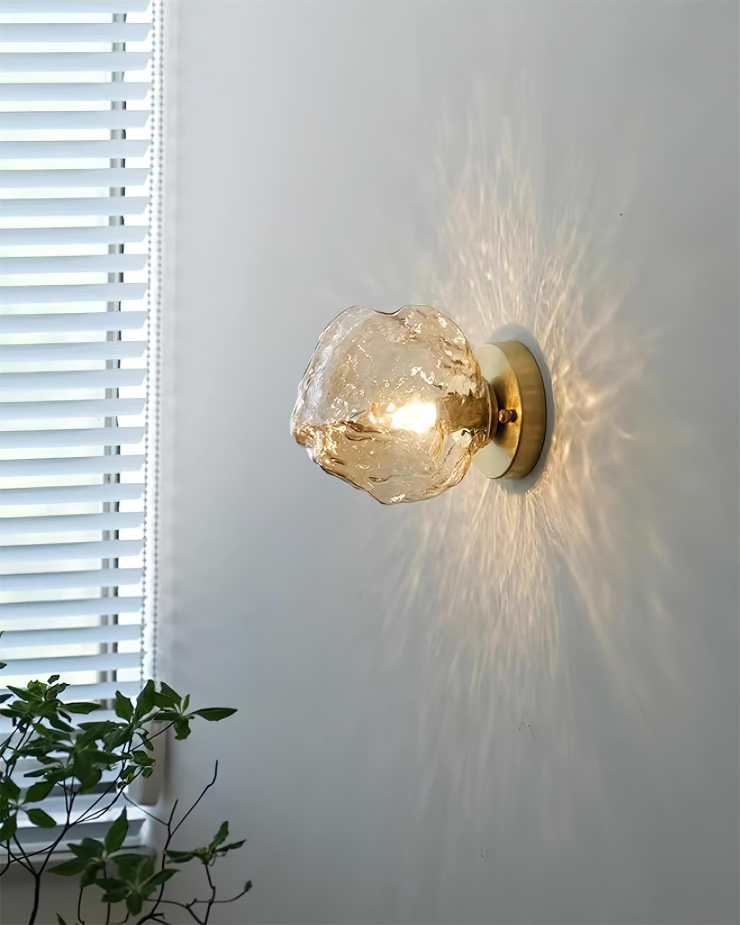 Gavli Textured Amber Glass Wall Lamp - Neutral Decor