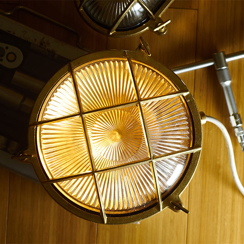 Erthearis Vintage Brass Bunker Sconce Wall Lamp - Neutral Decor