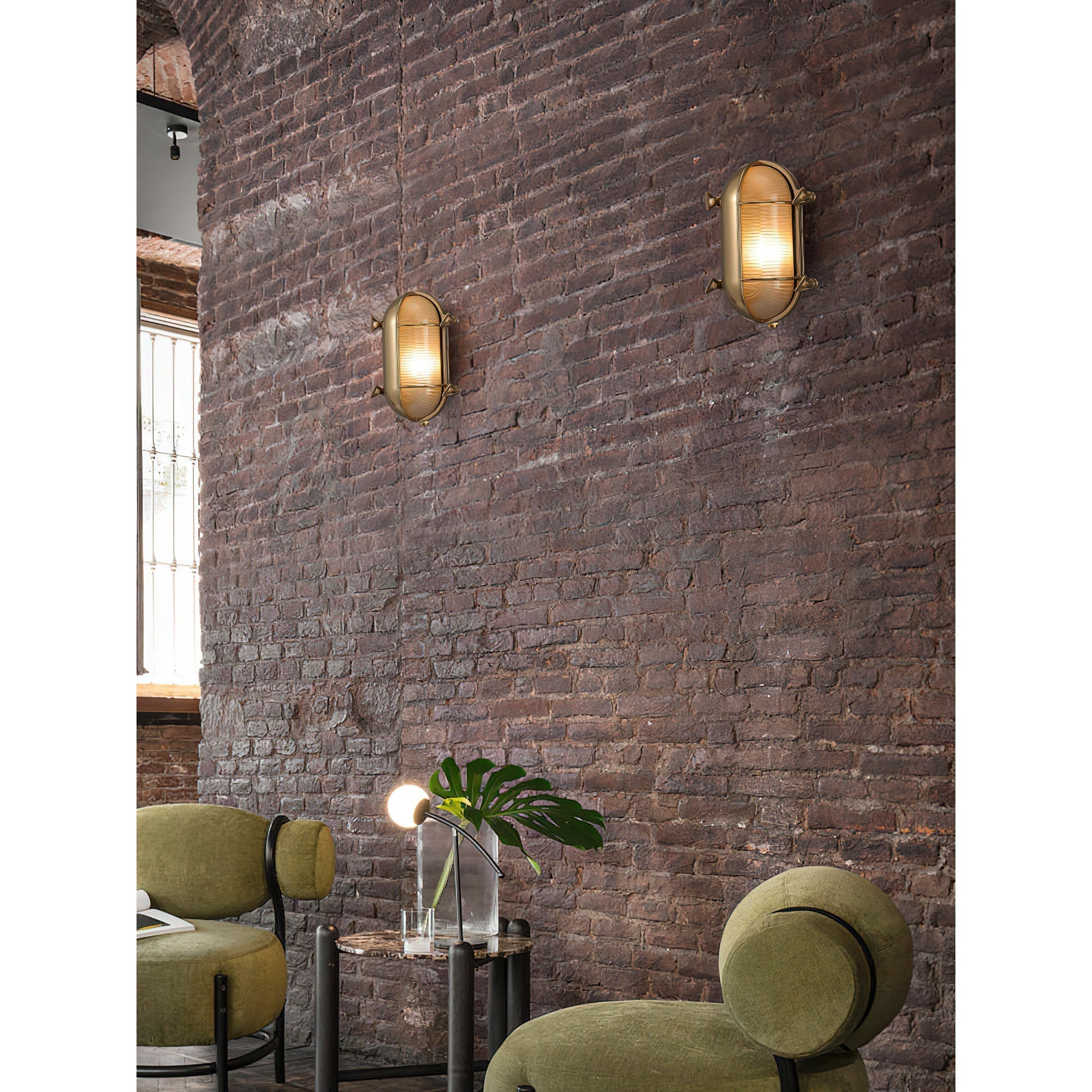 Erthearis Vintage Brass Bunker Sconce Wall Lamp - Neutral Decor