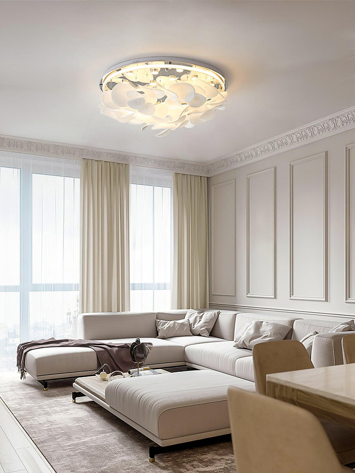 Viraalian French Floral Petal Ceiling Lamp for Modern Homes