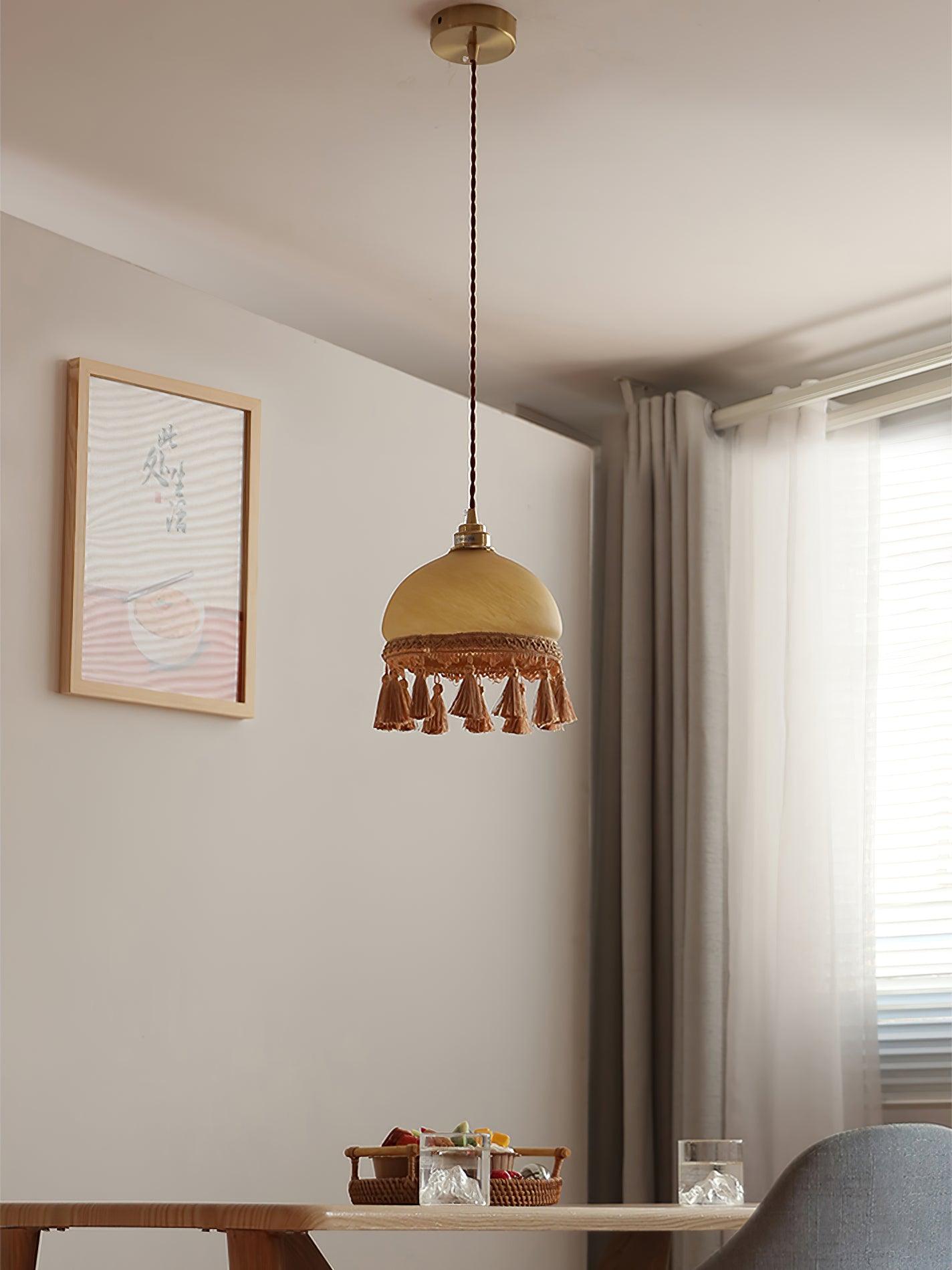 Fringe Tassels Brass Pendant Light