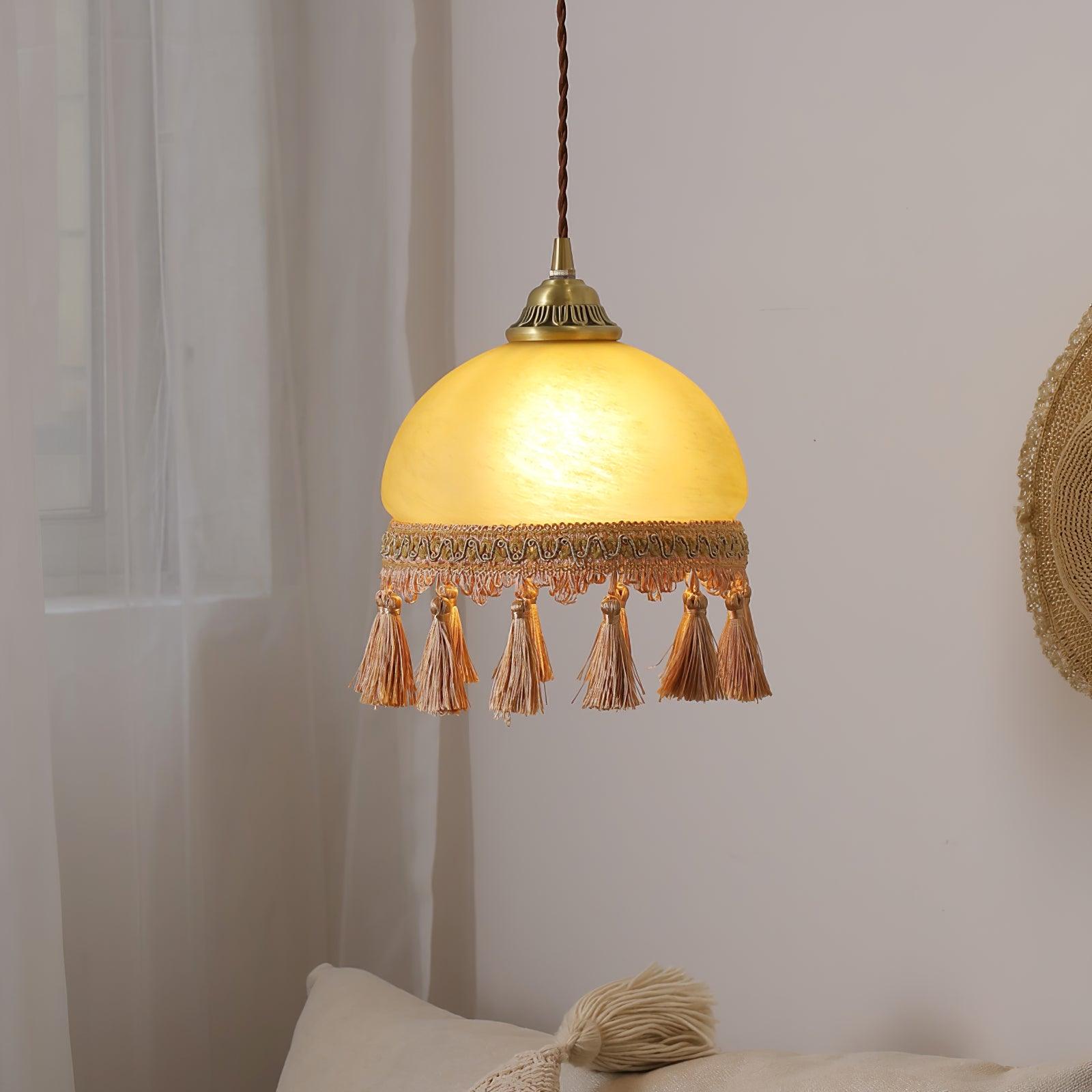Fringe Tassels Brass Pendant Light