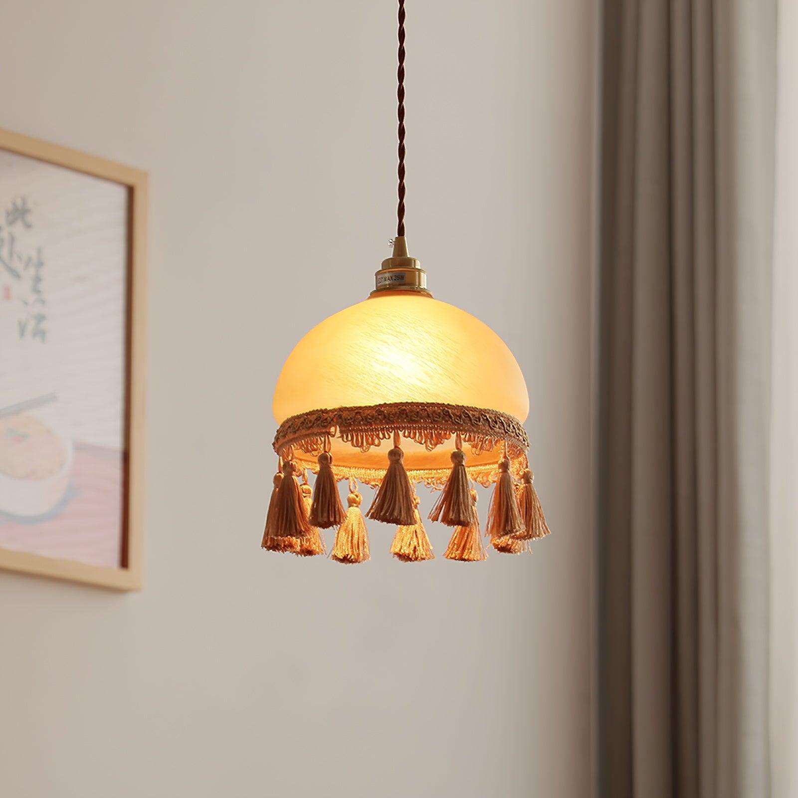 Fringe Tassels Brass Pendant Light