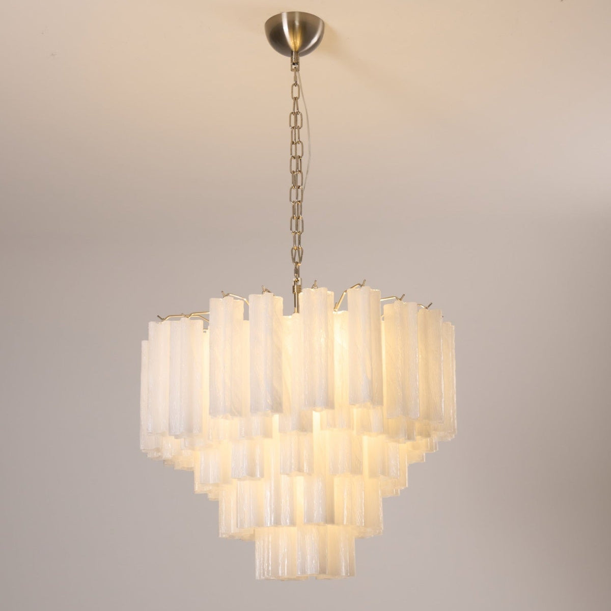 Velinaine Chandelier Frosted Murano Glass Tiered Cascade