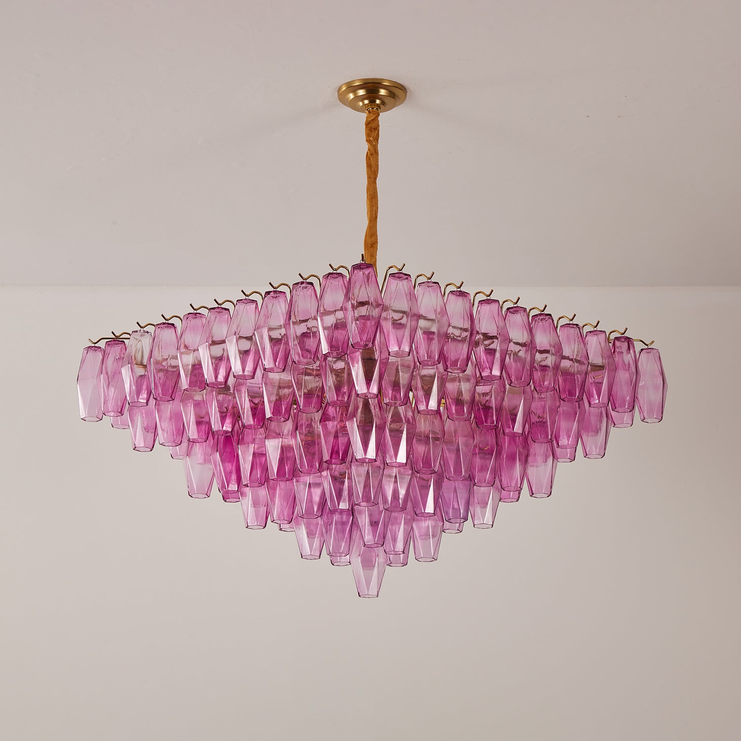 Miroian Chandelier Fuchsia Prism Inverted Pyramid