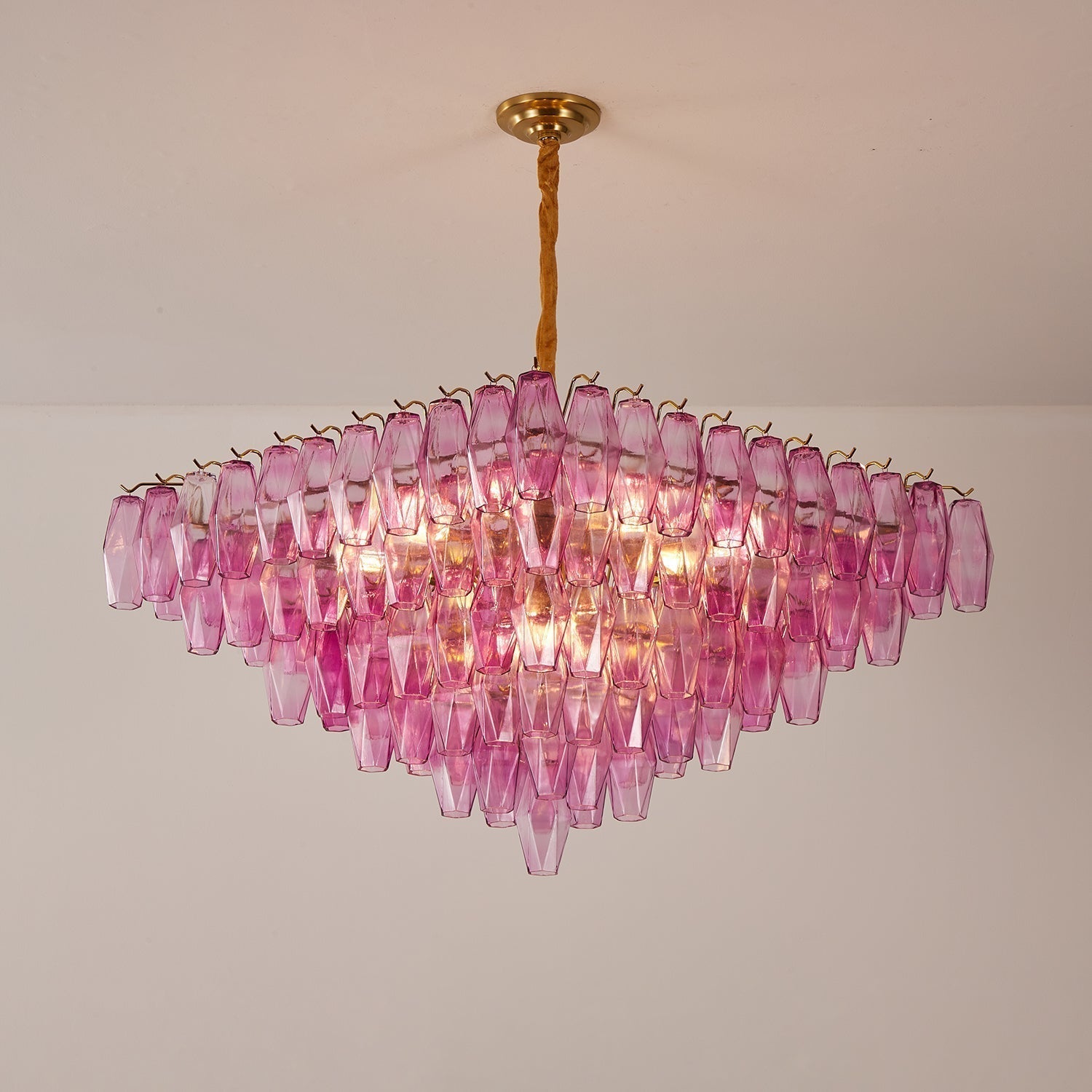 Miroian Chandelier Fuchsia Prism Inverted Pyramid