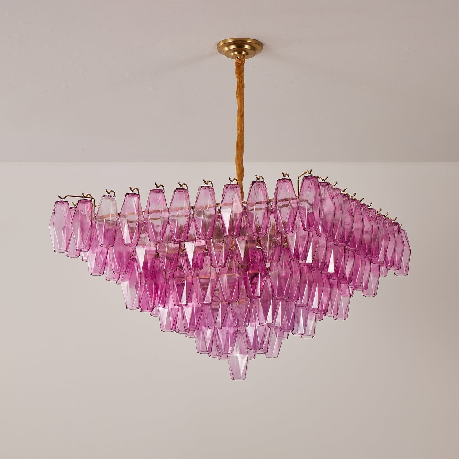 Miroian Chandelier Fuchsia Prism Inverted Pyramid