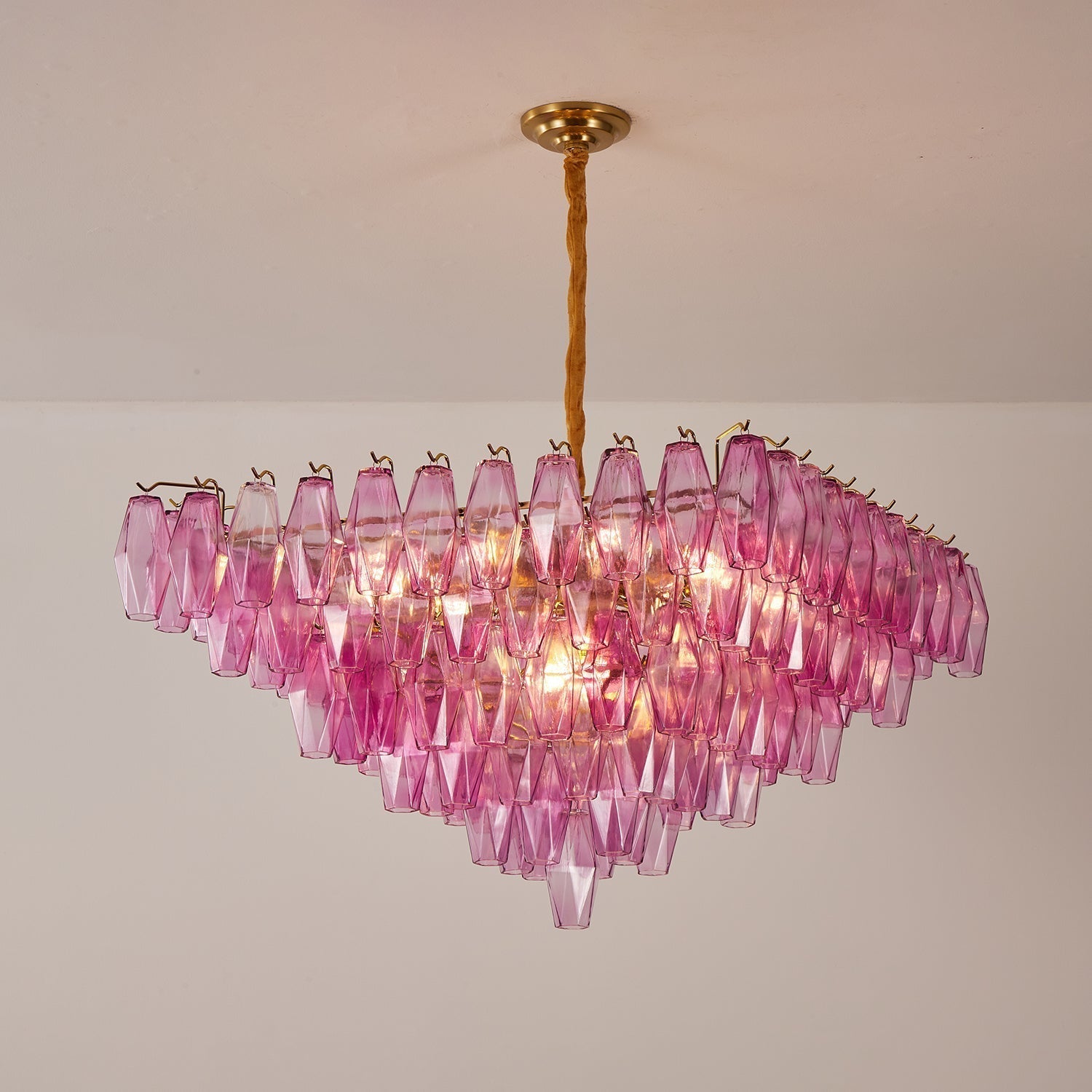 Miroian Chandelier Fuchsia Prism Inverted Pyramid