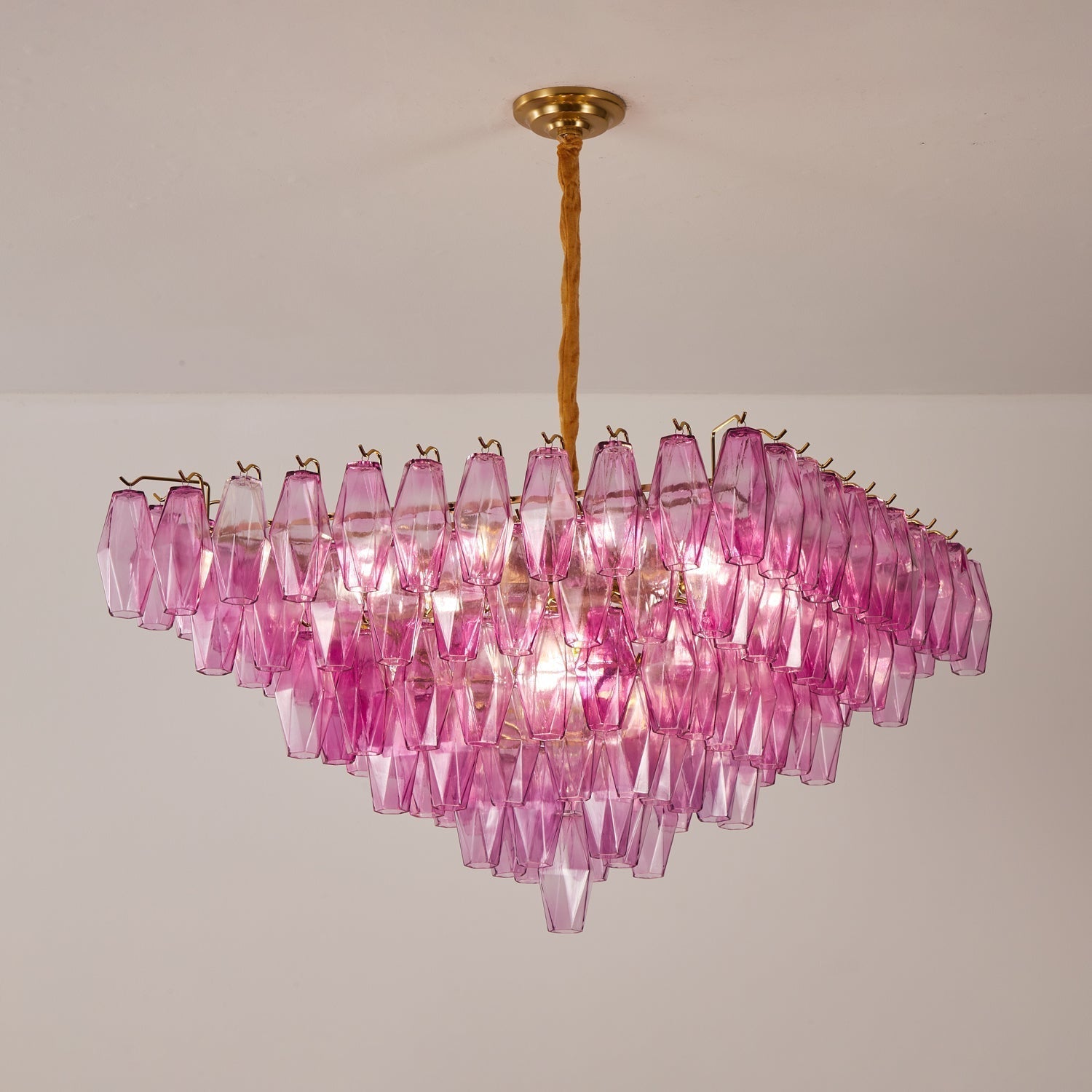 Miroian Chandelier Fuchsia Prism Inverted Pyramid