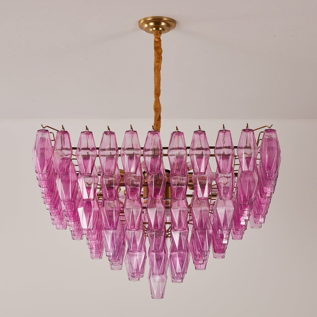 Miroian Chandelier Fuchsia Prism Inverted Pyramid