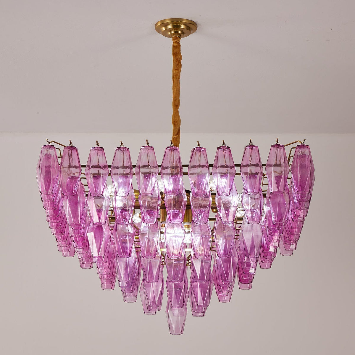 Miroian Chandelier Fuchsia Prism Inverted Pyramid