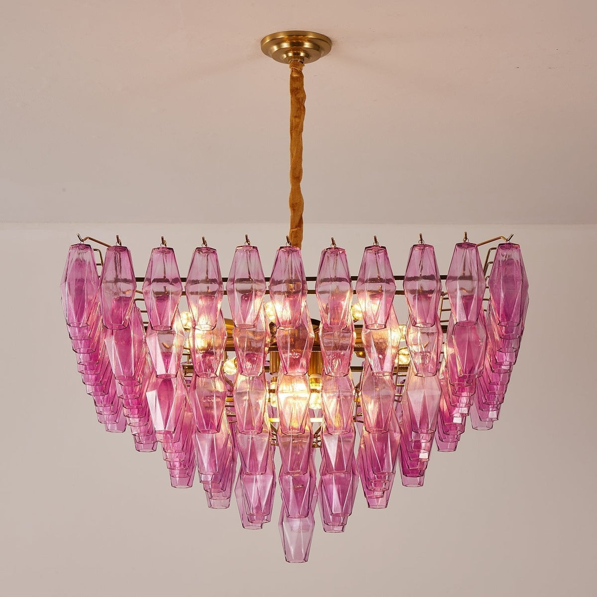 Miroian Chandelier Fuchsia Prism Inverted Pyramid